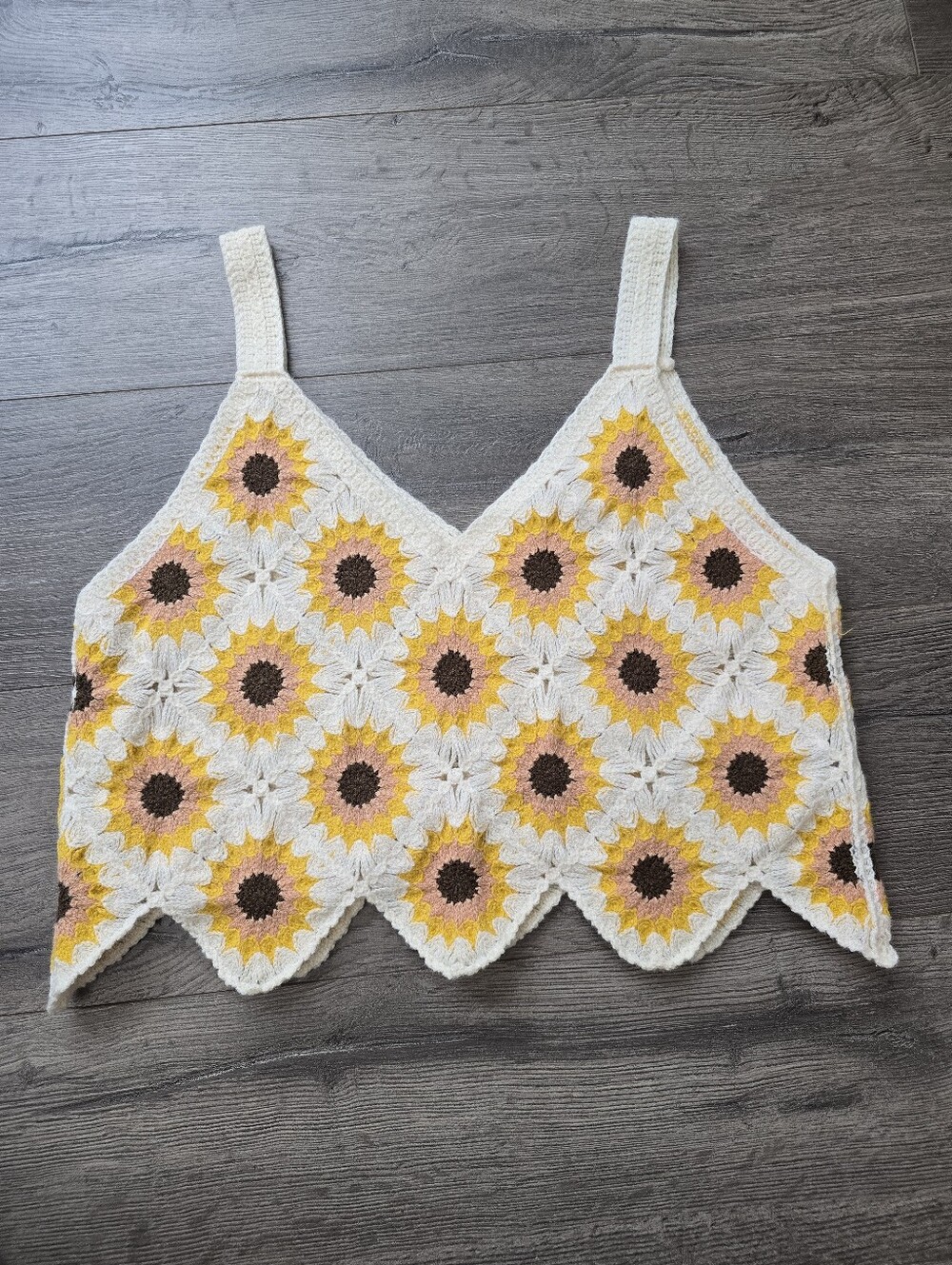 Altar'd State Sunflower Crochet Crop Top Size XS